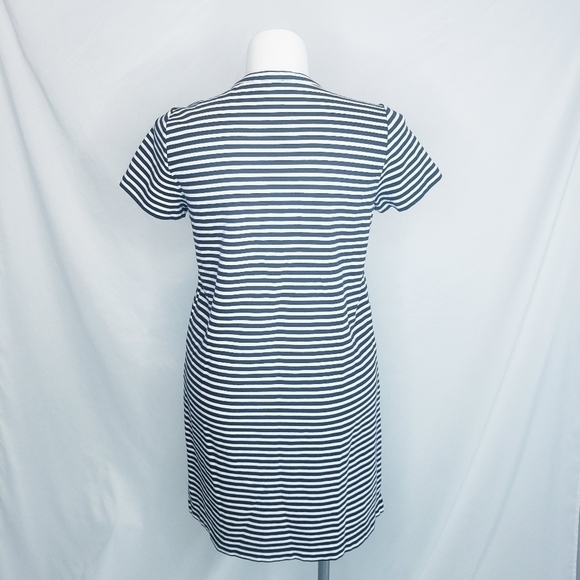 J. Crew Striped Lace Up Knit Dress Navy White Cotton - Picture 5 of 11